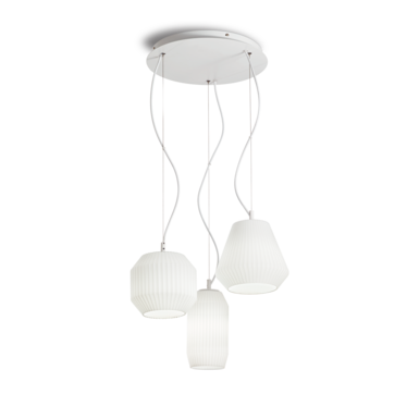 Suspension 3 lampes design Ideal lux Origami Blanc Métal