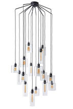 Lustre 16 lampes design Market set Ilo-Ilo Noir Métal