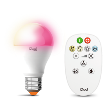 Ampoule E27 led color avec télécommande iDual Blanc Plastique
