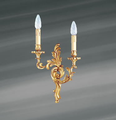 Applique 2 lampes bronze Droite Lucien Gau Louis XV Vieil or Bronze