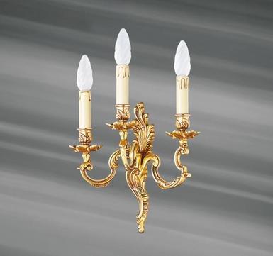 Applique 3 lampes bronze Gauche Lucien Gau Louis XV Vieil or Bronze