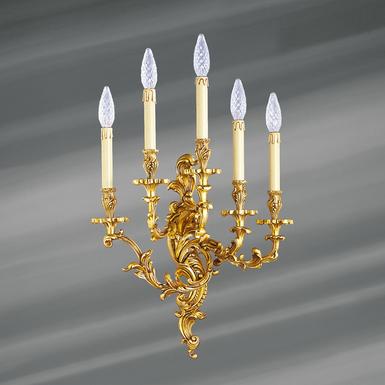 Applique 5 lampes bronze Droite Lucien Gau Louis XV Vieil or Bronze