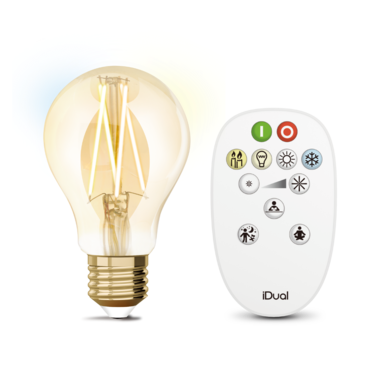 Kit d'ampoule E27 à filament + télécommande iDual Verre