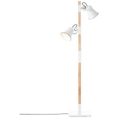 Lampadaire 2 lampes design Brilliant Plow Blanc Bois