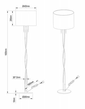 Lampadaire 2 lampes led Trio Nandor Or Métal - Tissus