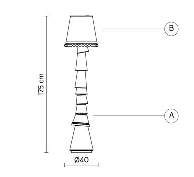 Lampadaire 3 lampes design Karman Margo Beige Métal - Tissus