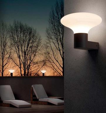 Lampadaire extérieur 2 lampes design Faro Bulb's Gris anthracite Fonte d'aluminium