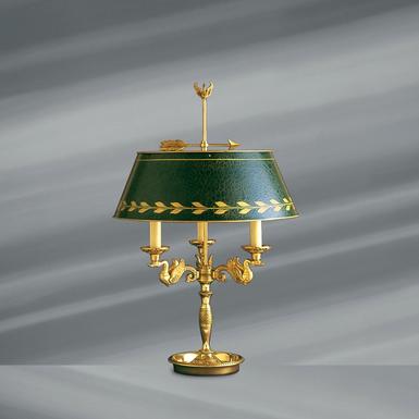 Lampe 3 lumières bouillotte Lucien Gau Empire Bronze