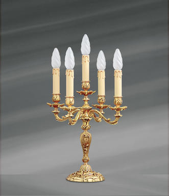 Lampe 5 lumières bronze Lucien Gau Louis XV Vieil or Bronze