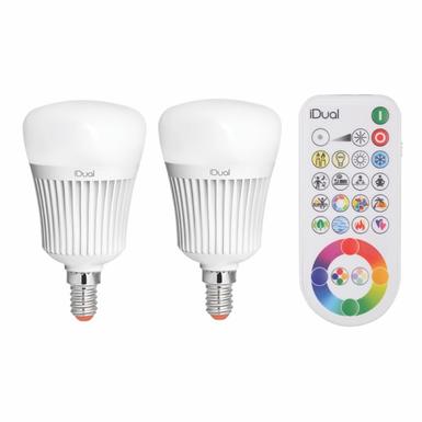 Lot de 2 ampoules E14 led color avec télécommande iDual Blanc Plastique
