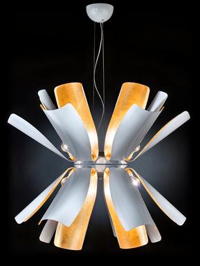 Lustre 12 lampes design Metal Lux Tropic Blanc Métal