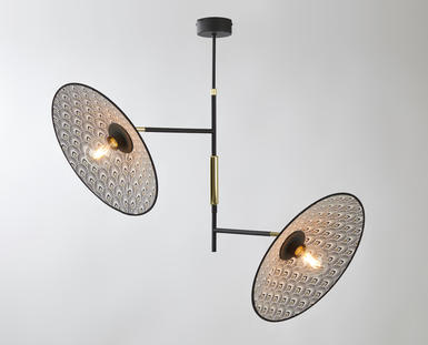 Lustre 2 lampes design Market set Gatsby Paon Noir Métal