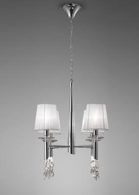 Lustre 4 lampes avec abats jours Mantra Tiffany chrome Chrome Métal