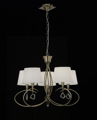 Lustre 5 lampes classique Mantra Mara antique Antique Métal  et Abat jour en tissus
