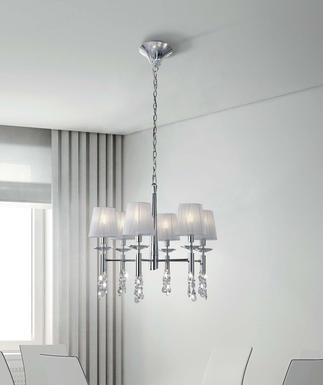 Lustre 6 lampes avec abats jours Mantra Tiffany chrome Chrome Métal