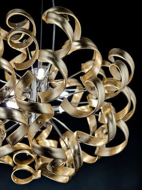 Lustre 6 lampes design Metal Lux Astro Chrome Verre