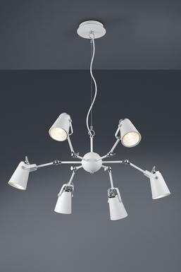 Lustre 6 lampes design Trio Edward Blanc Métal