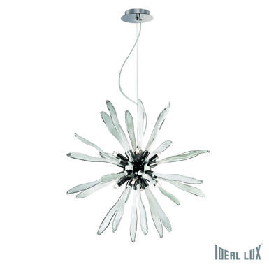 Lustre 8 lampes design Ideal lux Corallo Blanc Verre