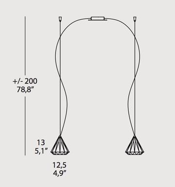 Suspension 2 lampes design Morosini Karat Chrome Métal - Verre