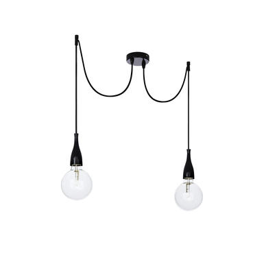 Suspension 2 lampes industrielle Ideal lux Minimal Noir Métal