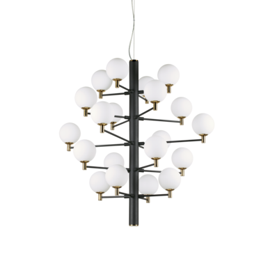 Suspension 20 lampes design Ideal lux Copernico Noir Métal