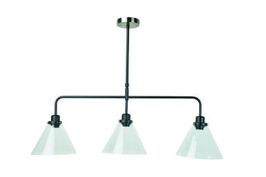 Suspension 3 lampes design Corep Jersey Noir Métal - Verre
