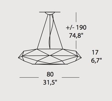 Suspension 3 lampes design Morosini Diamond Blanc Tissu