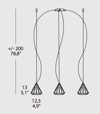 Suspension 3 lampes design Morosini Karat Chrome Métal - Verre