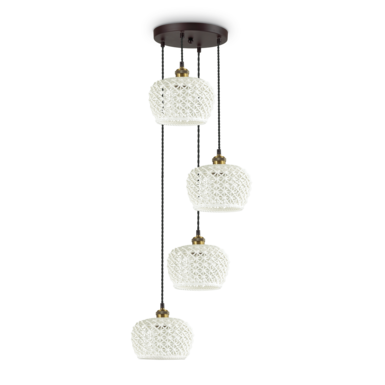 Suspension 4 lampes design Ideal lux Edelweiss Noir Métal