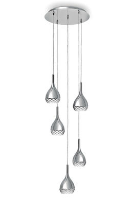 Suspension 5 lampes design Mantra Khalifa Chrome Métal