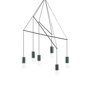 Suspension 6 lampes design Ideal lux Pop Noir Métal