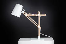Lampe design Mantra Looker Blanc + Bois Aluminium + Bois