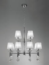 Lustre 12 lampes avec abats jours Mantra Tiffany chrome Chrome Métal