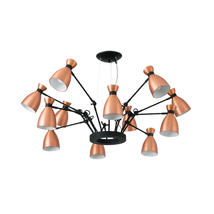 Lustre 12 lampes design Faro Retro Cuivre Métal