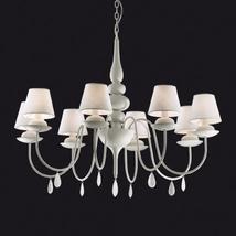 Lustre 8 lampes design Ideal lux Blanche Blanc Bois