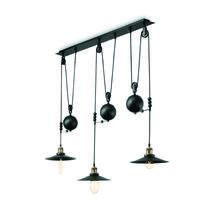 Suspension 3 lampes design Ideal lux Up And Down Noir Métal