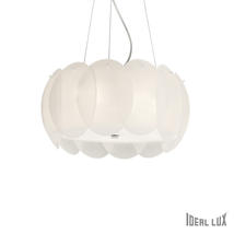 Suspension 5 lampes design Ideal lux Ovalino Blanc Verre