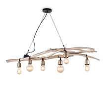 Suspension 6 lampes en bois flotté Ideal lux Driftwood Beige Bois