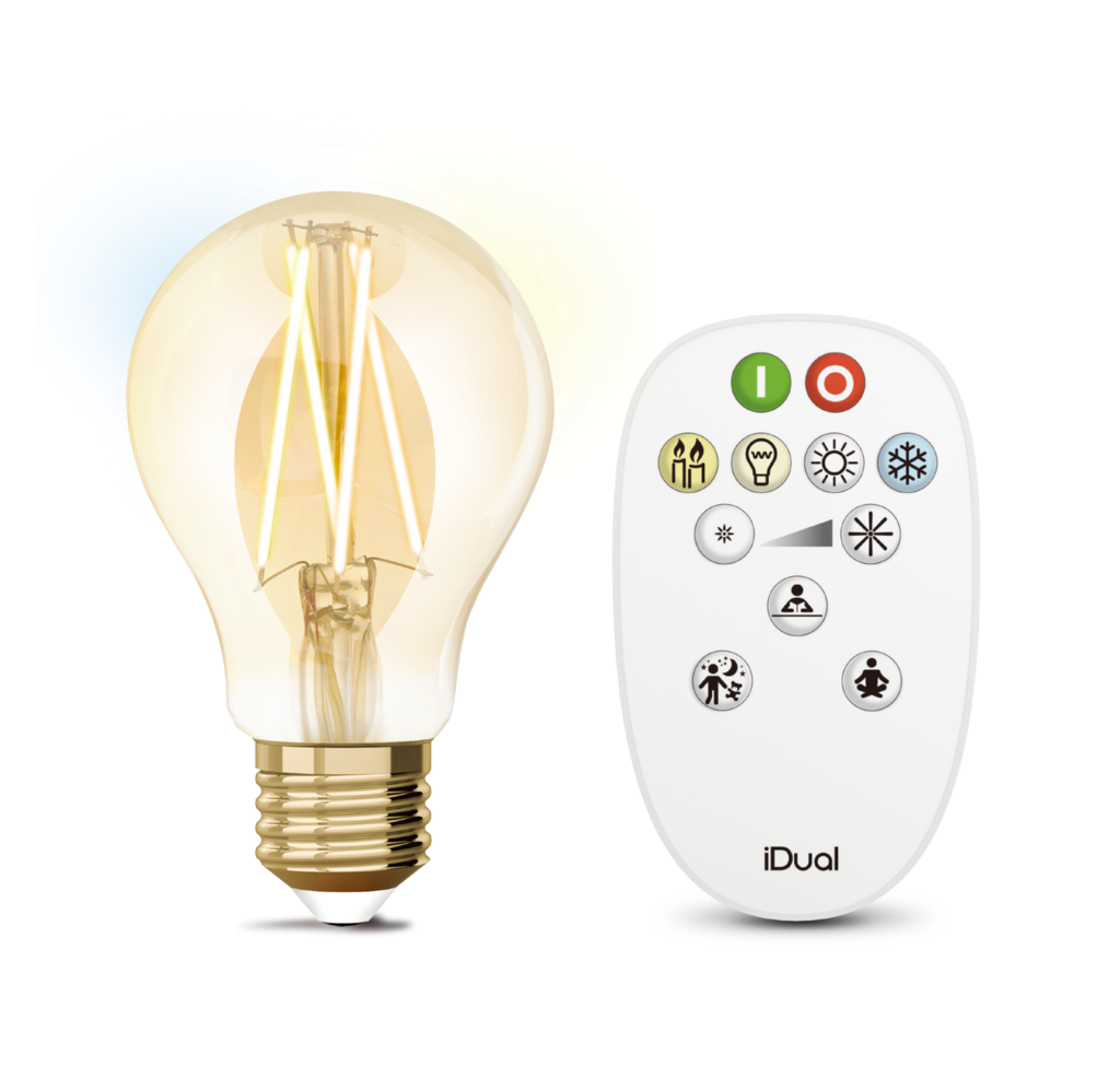 Kit d'ampoule E27 à filament + télécommande iDual Verre – E27 led connectée  chez Web-Luminaire