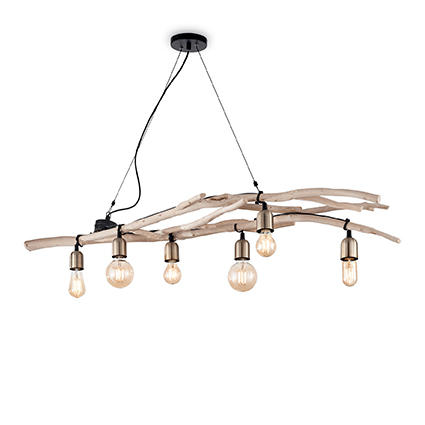 Suspension 6 lampes en bois flotté Ideal lux Driftwood Beige Bois –  Suspensions montagne chez Web-Luminaire